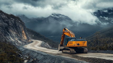 excavator at work | construction | heavy machinery | excavation | road construction | 
