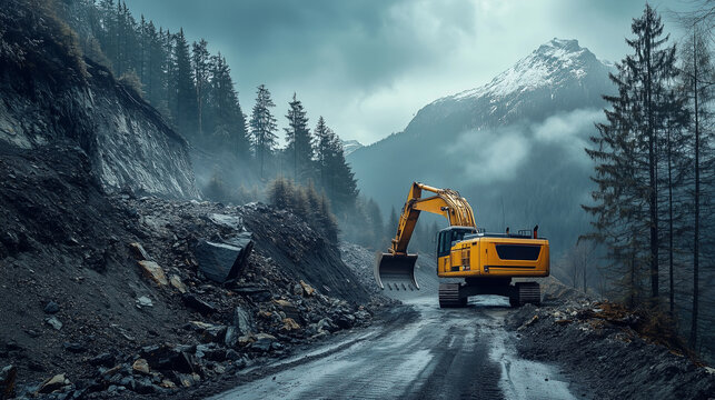 excavator at work | construction | heavy machinery | excavation | road construction | 