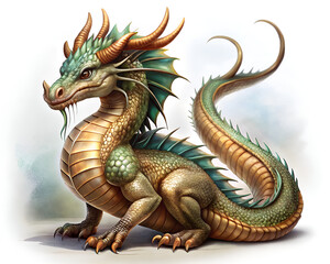 Fototapeta premium dragon on a background of a watercolor illustration