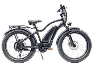a black bike with a white background