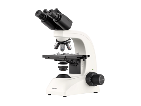 a white and black microscope