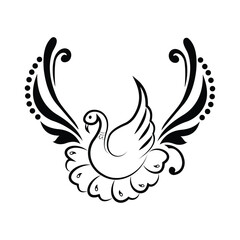 Vector peacock design with floral style tail feathers vector