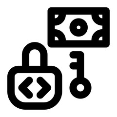 ransomware, attack, cyber attack, malware, key, money, cyber security outline icon