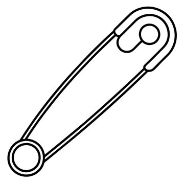 recommend clip art: safety pin outline coloring book page line art illustration digital drawing