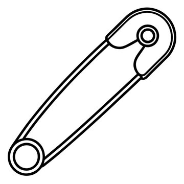 recommend clip art: safety pin outline coloring book page line art illustration digital drawing