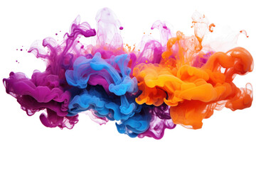 Fototapeta premium Wisps of diverse ink colors floating and expanding in water with a dreamlike effect, isolated on white background