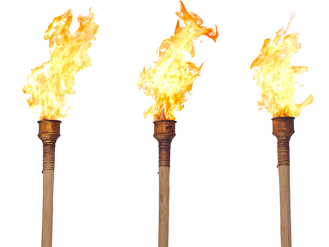 a group of torches with flames
