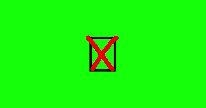 Cartoon magic rectangle with cross draw on green screen background. Empty white blank paper space around good for any video film. 4K animation. Animated red and black element symbol preset.