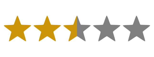 Five stars customer product review icon set. Five stars rating. Yellow 5 star flat icon for apps and websites. Quality, customer rating, feedback. Transparent png and vector illustration