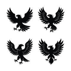 set of silhouettes of Eagle vector illustration