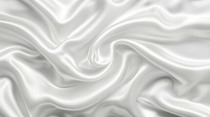 White Satin Silk Fabric, Soft Folds, Luxurious Bedding, Elegant Dress Material, Abstract Background