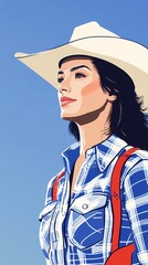 background image of a cowboy woman, western illustration style, western.  