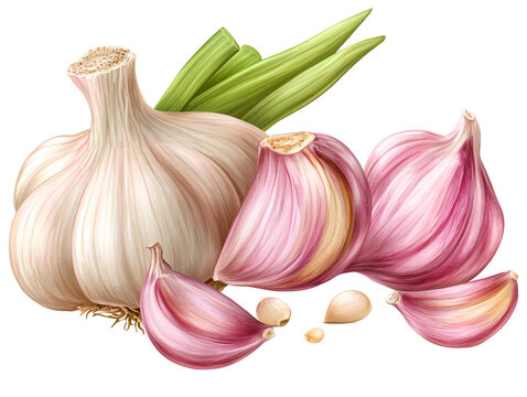 a group of garlic cloves and cloves