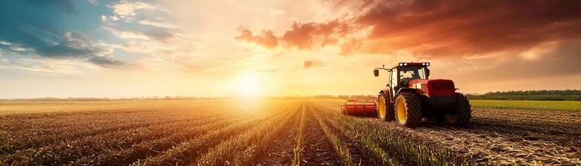 Fototapeta premium Sustainable Sugarcane Cultivation for Biomass Production at Sunset