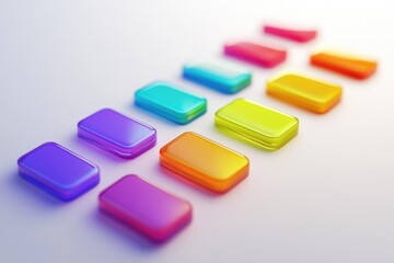 Colorful 3D Game Level Icons in a Variety of Vibrant Colors for UI Design and Mobile Games