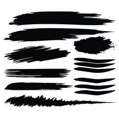 Abstract Black Brush Strokes Set: Rough Edges for Design