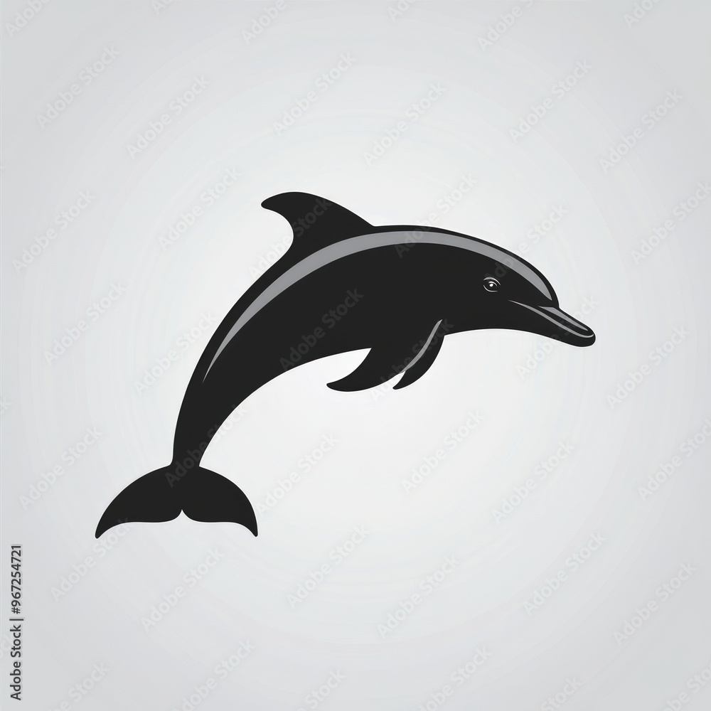 Sticker Silhouette of a dolphin jumping out of the water.