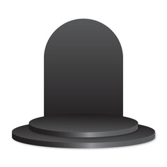 black podium 3d element for product presentation transparent background