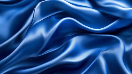 Obraz premium Blue silk fabric with smooth folds, abstract texture. Elegant design and fashion concept