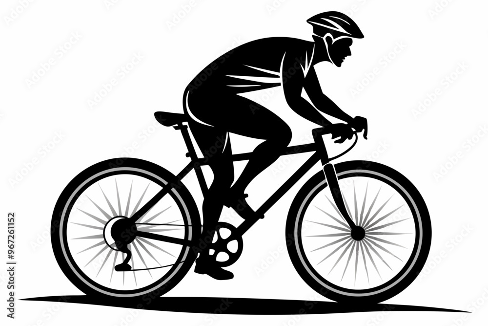 Poster rider on bike silhouette icon vector, bike illustration