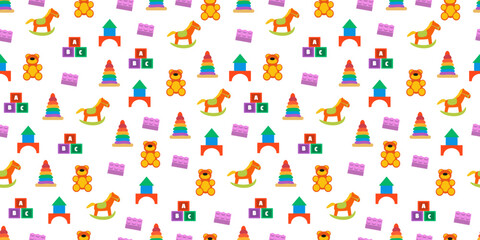 Obraz premium children toy pattern. Pattern Kids background. Playful toys background. toy pattern background. baby pattern background.