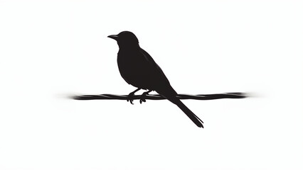 Obraz premium ultra-detailed illustration of silhouette of bird on a wire strong outlines white background bold traces unframed