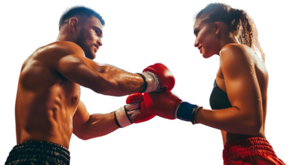 Intense Boxing Match Fighters Female Male Showcase Athleticism Strength Training Competition