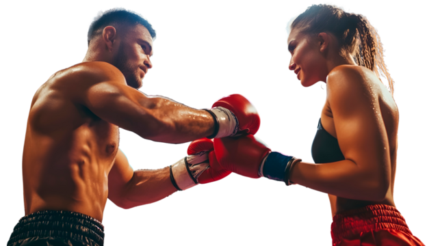 Intense Boxing Match Fighters Female Male Showcase Athleticism Strength Training Competition