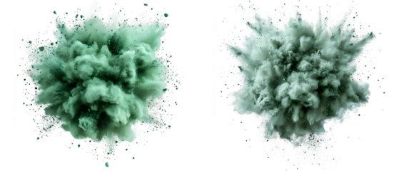 green explosion full of powder set png. green powder explosion png. green powder isolated. green color exploding png