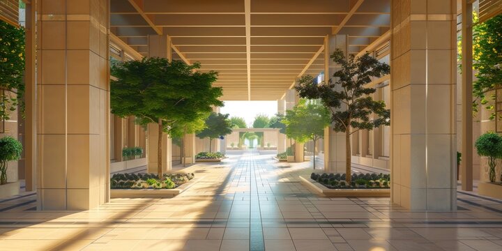 Frame within frame walkway at King Fahd University of Petroleum and Minerals in Dhahran Saudi Arabia