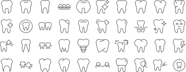 Simple Linear Icon of Tooth. Editable Stroke. Minimalistic Linear Pictogram for Design of Cards, Apps, Banners, Posts