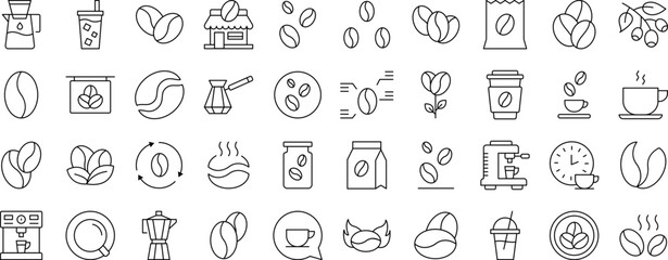 Simple Linear Icon of Coffee. Editable Stroke. Minimalistic Linear Pictogram for Design of Cards, Apps, Banners, Posts