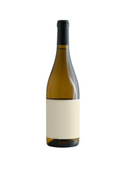 Bottle of white wine with a blank label with a transparent layer