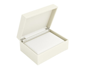 Small jewelry box mockup with hinged lid isolated on transparent background