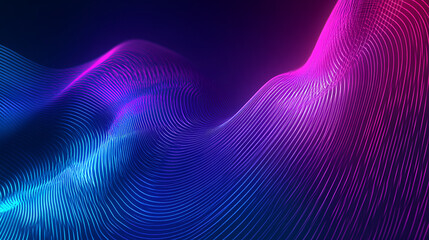 abstract background with blue and purple wavy lines on black backdrop, perfect shape, aesthetic, colorful background with abstract shape glowing in ultraviolet spectrum, curvy neon lines, Futuristic