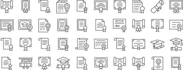 Award, Diploma, Certificate Related Icon Set. Editable Stroke. Suitable for Web Sites, Books, Cards, Apps