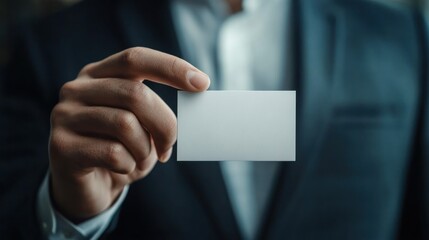Fototapeta premium Business Card Mockup: Professional Hand Presenting Blank Card