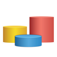blue yellow and red podium 3d element transparent background