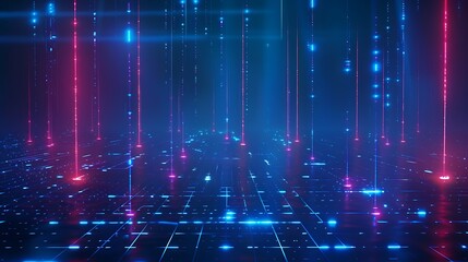 Obraz premium Stunning digital abstract background with glowing lines and lights, perfect for technology and futuristic concepts. Stage for product presentation.