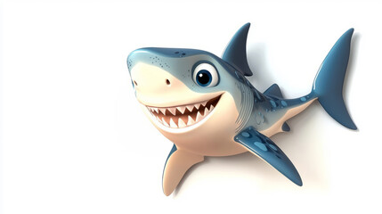 Cute shark cartoon isolated on white background