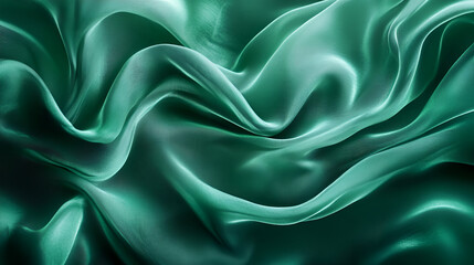 Fototapeta premium Smooth elegant dark green silk fabric texture can be used as an abstract background, luxurious design,Green satin luxury cloth texture abstract background