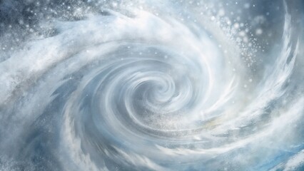 Dynamic swirling pattern of snow and ice in watercolor for winter-themed design and decoration