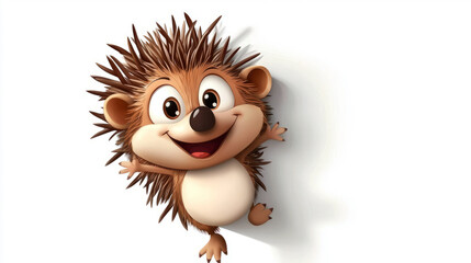 Cute hedgehog cartoon isolated on white background