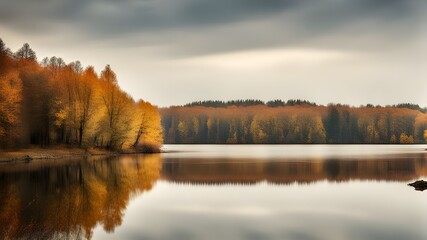 Obraz premium lake with autumn