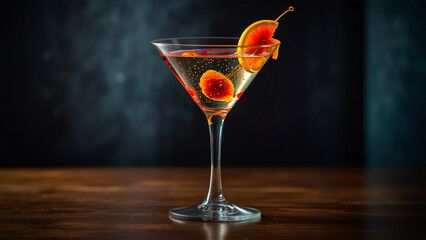 Martini with Orange Garnish-cocktail in the bar