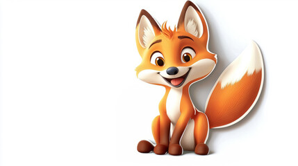 Obraz premium Cartoon fox isolated on a white background
