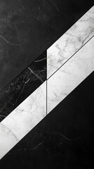 Black and White Marble Tiles Intersecting in a Diagonal Pattern