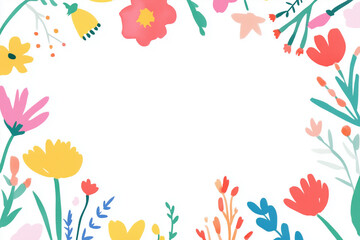 カラフルな花のフレーム, イラスト