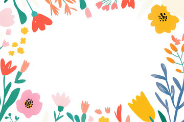 カラフルな花のフレーム, イラスト