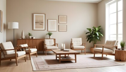 Photo modern style interior room 3d illustration Interior,Kitchen,Washrooms frame living room with colorful white sofa,led with blank frame